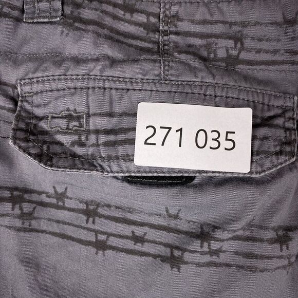 MMA Elite Shorts Mens 36 Gray Barbed Wire Print Cargo Y2K - Picture 15 of 15